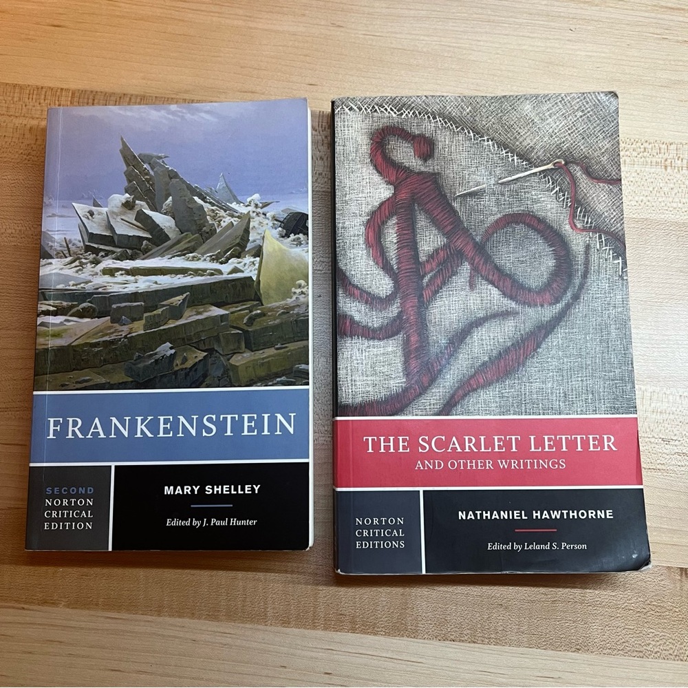 'The Scarlet Letter' and 'Frankenstein' Norton Critical Editions BUNDLE